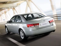 Hyundai Sonata Sedan in Motion on a Bridge