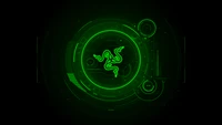 Logo Razer dans un design de circuit vert futuriste