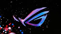 Lebendiges ASUS ROG-Logo vor einem kosmischen schwarzen Hintergrund