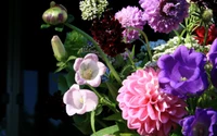 Vibrant Spring Flower Bouquet Featuring Dahlias and Purple Blooms