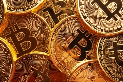 bitcoin, gold coins, cryptocurrency, 5k, technology