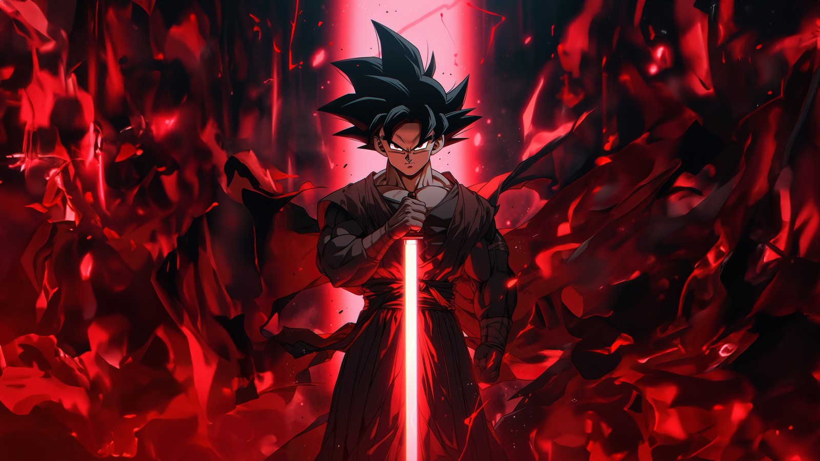 Lade goku black, super saiyan rose, lichtschwert, lightsaber, rot Hintergrund herunter