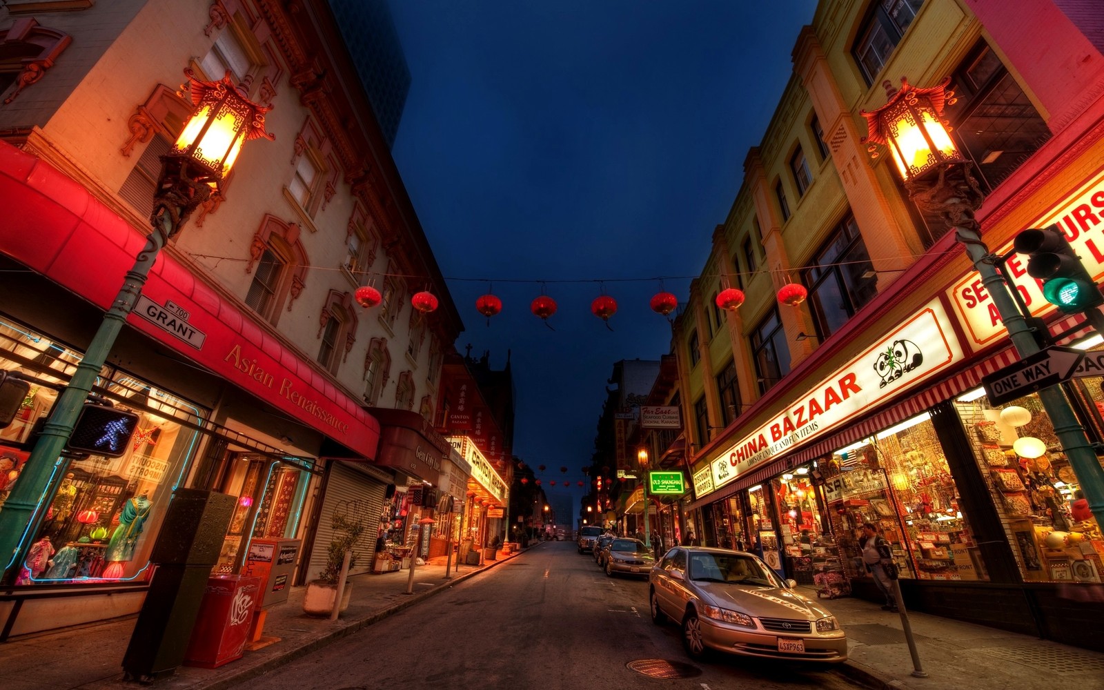 chinatown, night, town, street, landmark Download Wallpaper