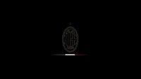 Logotipo minimalista do AC Milan em fundo preto