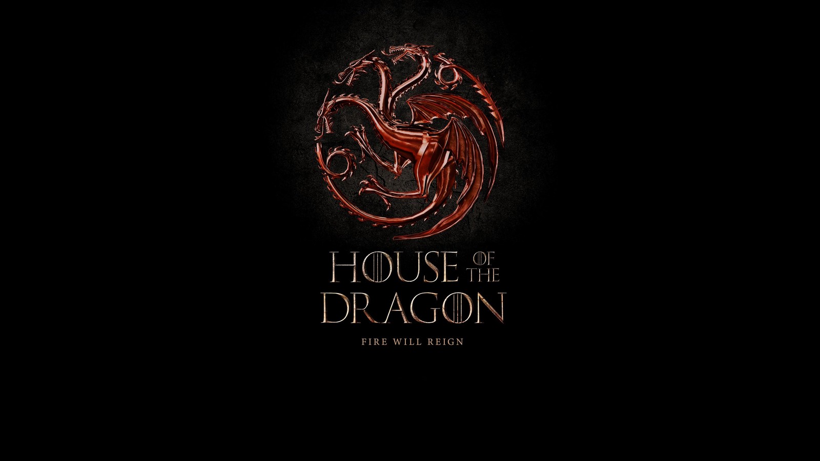 A black background with a red dragon and the words house of the dragon (house of the dragon, game of thrones, hbo series, 2022 series, tv series)