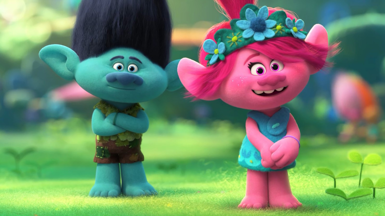 Téléchargez le fond d'écran trolls tournée mondiale, trolls world tour, film, coquelicot, branche