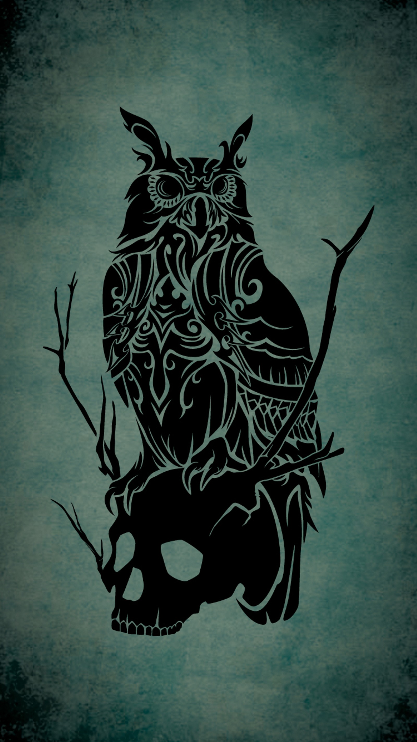 animal, bird, forest, owl, skull wallpaper