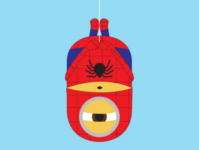 Niedlicher Minion als Umgekehrter Spider-Man