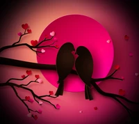 background, birds, colorful, love, pink wallpaper