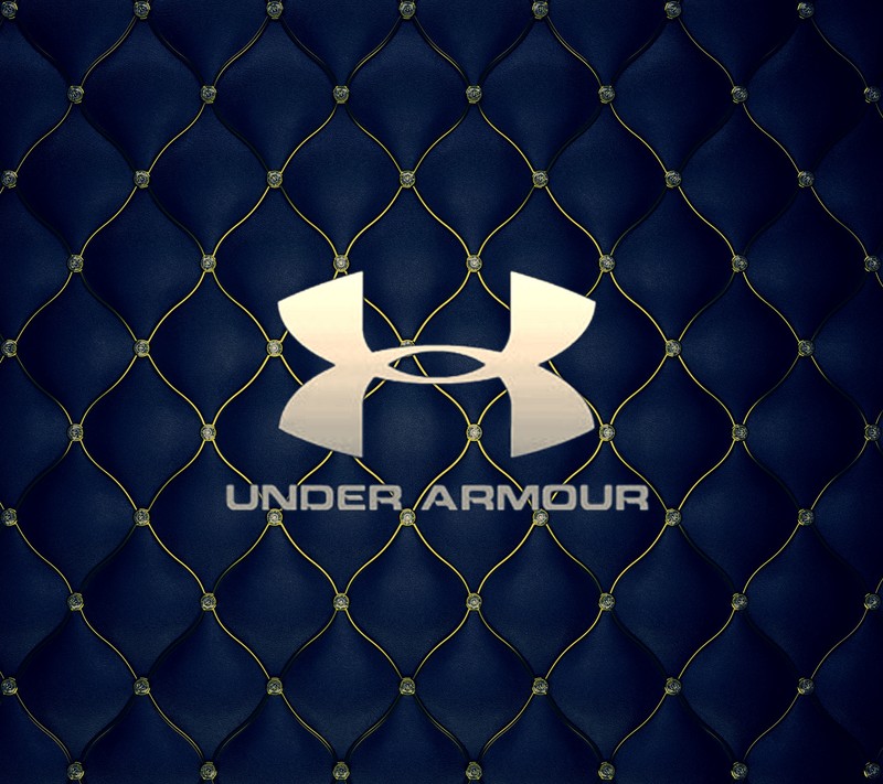 Крупный план синей стены с белым логотипом under armour (chain link, hd, логотип, under armour)