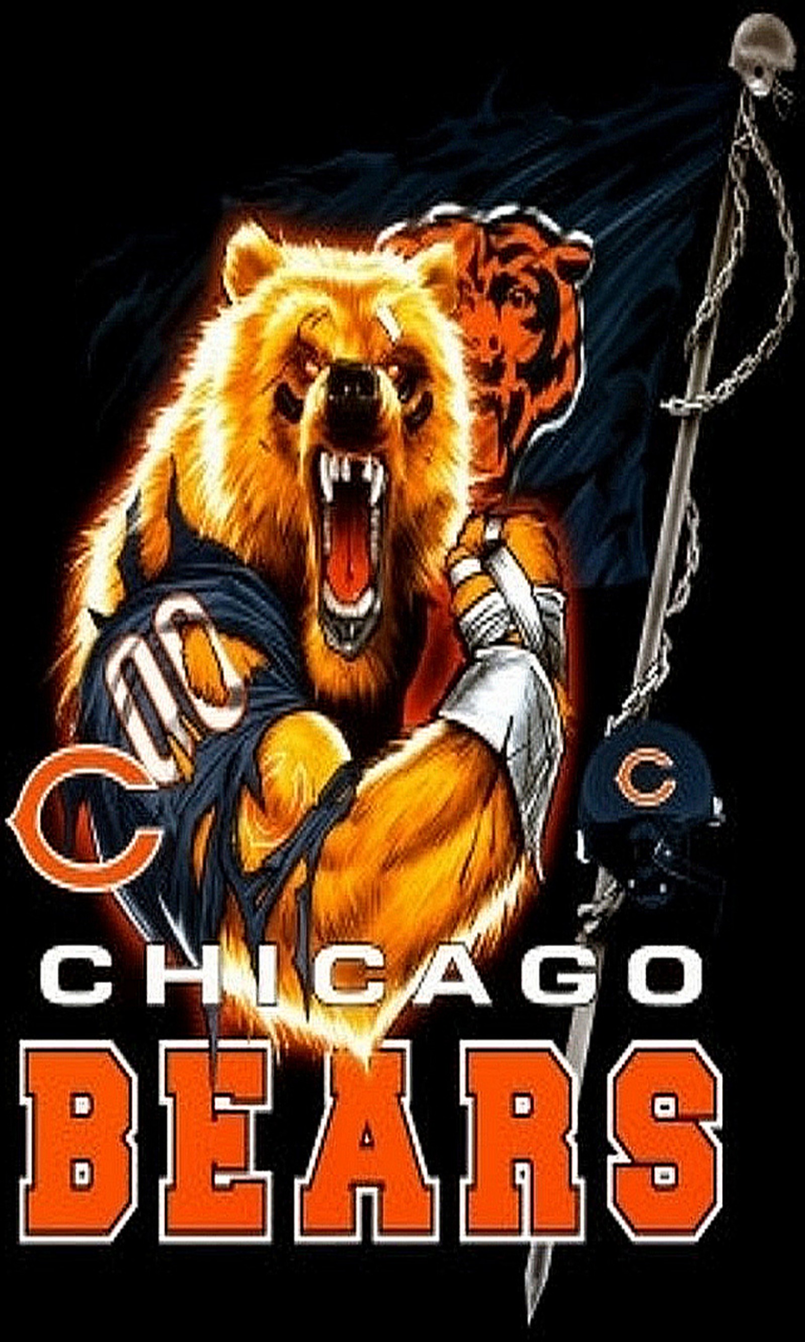 Chicago bears t-shirt-design mit einem bären, der einen baseballschläger hält (bären, chicago, chicago bears, fußball, nfl)