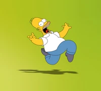 Homer Simpson sautant joyeusement dans un style de dessin animé