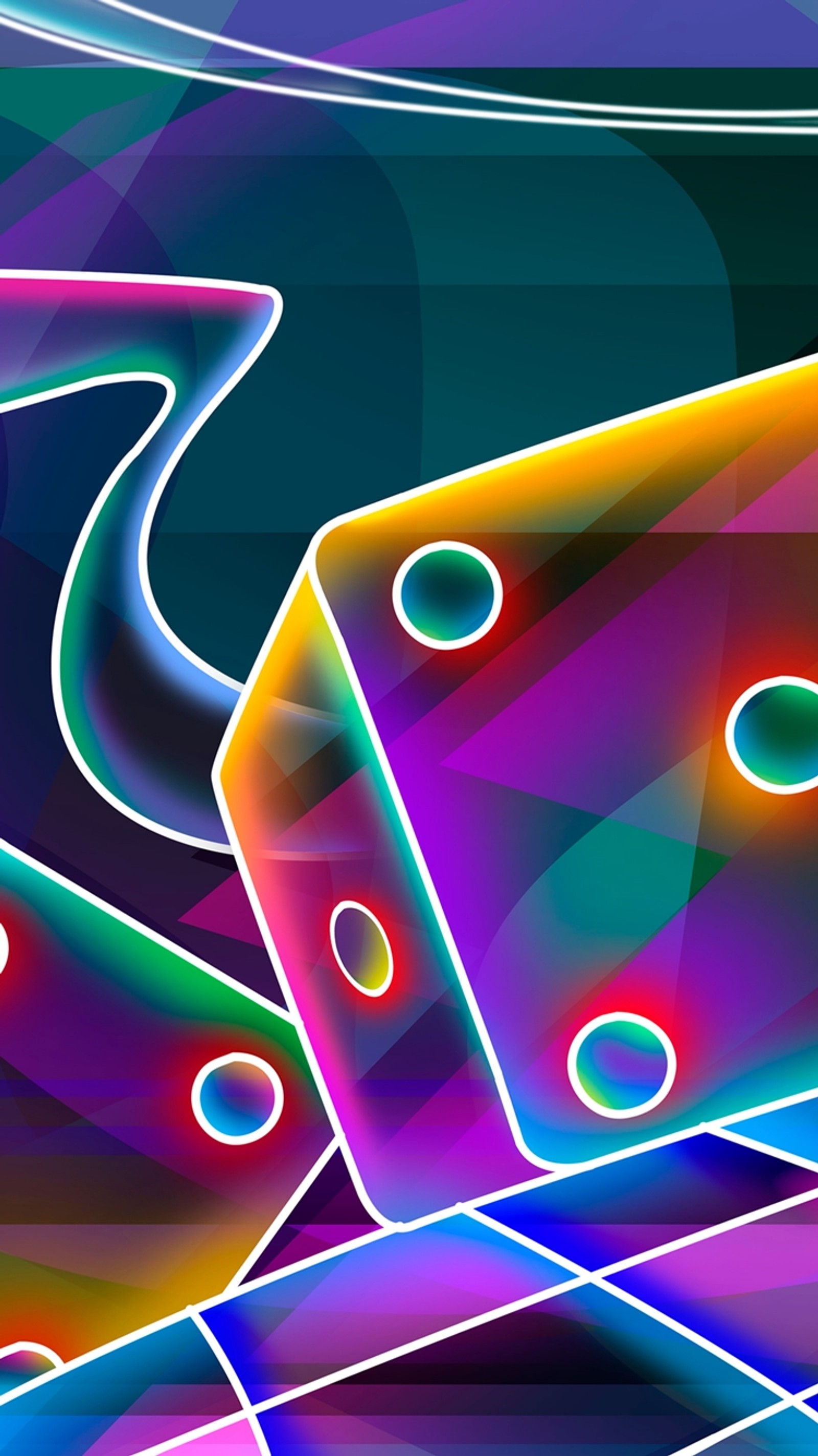 Brightly colored dices on a colorful background with a blurry background (3d, abstract, cube, dice, glow)