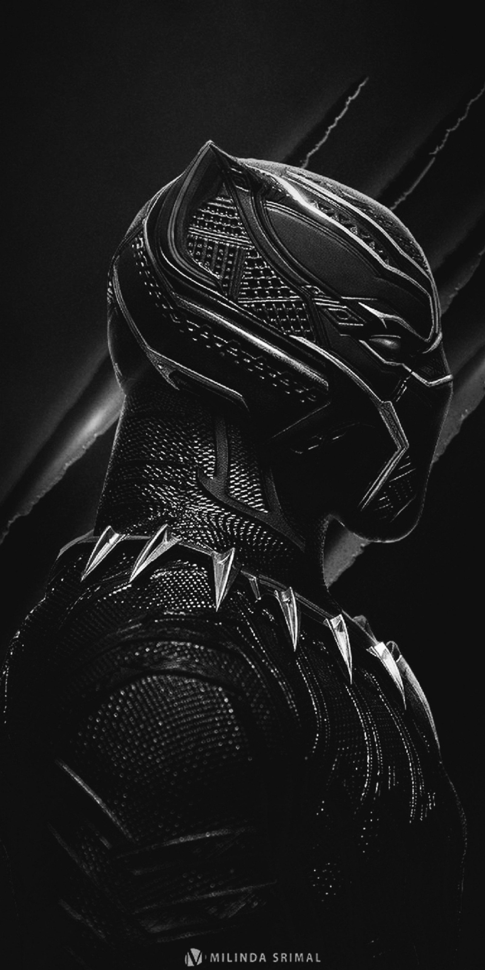 A black panther in a black suit with a lightning bolt (black, black panter, marvel, panter)