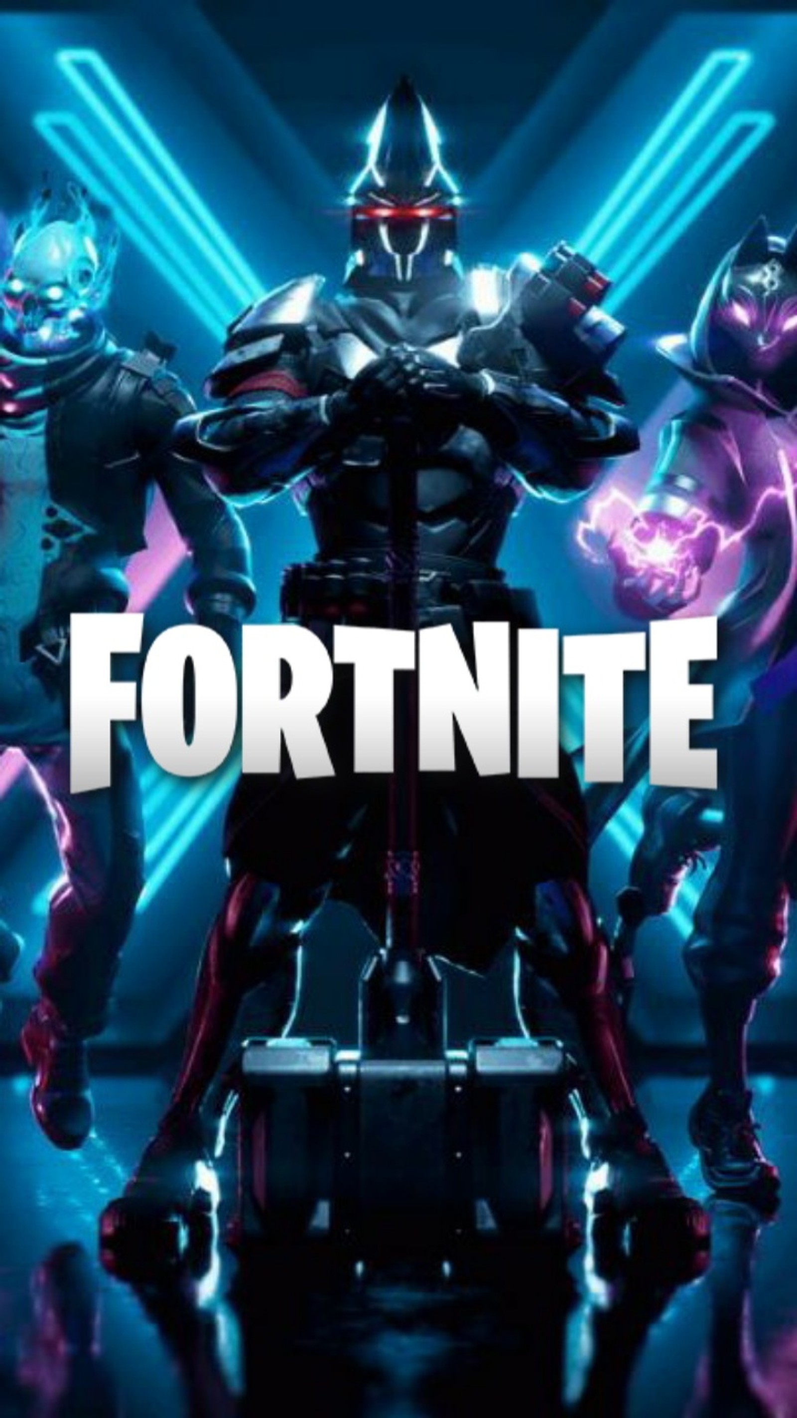 Descargar fondo de pantalla negro, azul, fortnite, dios, nuevo