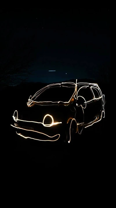 Pintura de luz de um carro Twingo em ambiente noturno