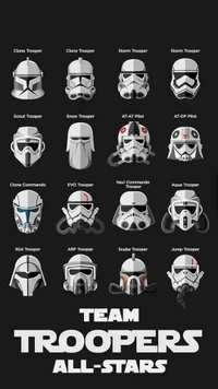 todas las estrellas, cartel, storm trouper, equipo, team troopers