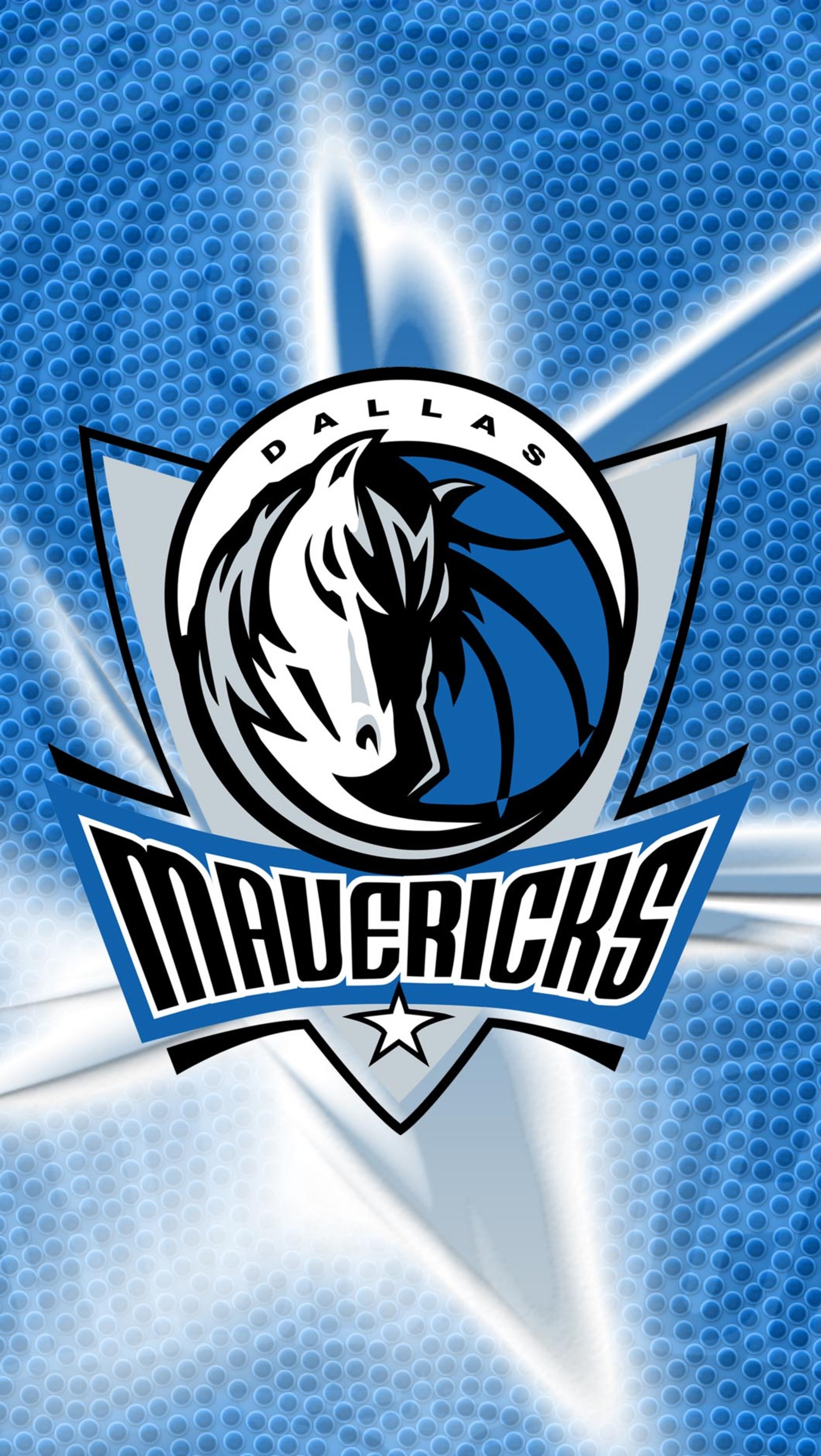 Un primer plano de un logo sobre un fondo azul (baloncesto, dallas, mavericks, nba, texas)