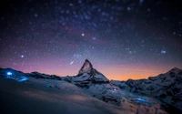 Majestoso Matterhorn sob um céu estrelado