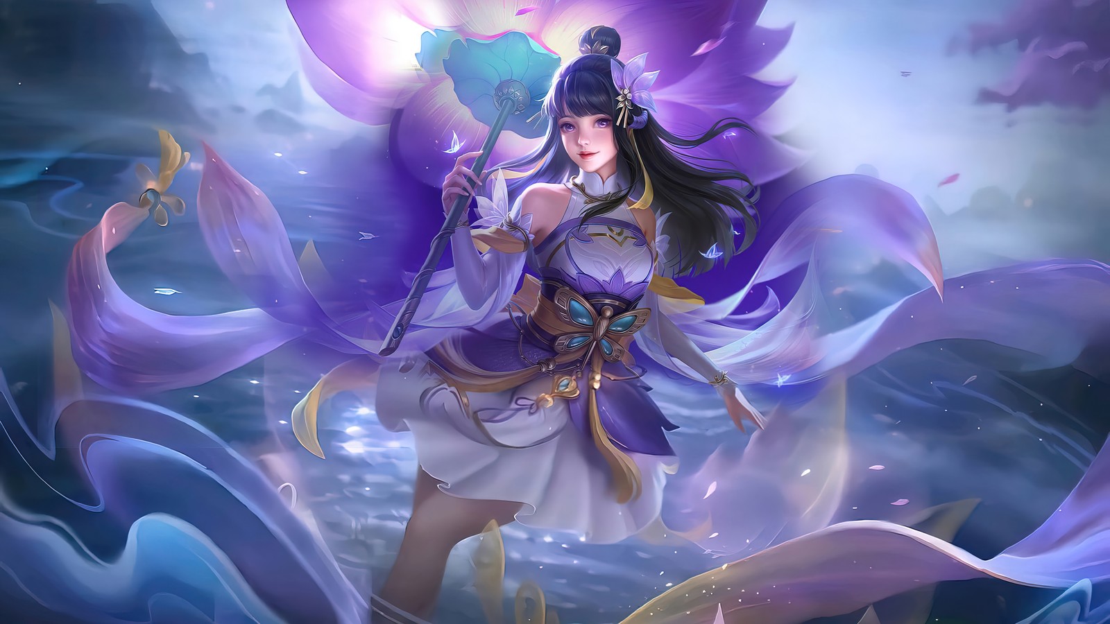 kagura, water lily, starlight, fest, mobile legends wallpaper