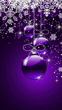 Vibrant Violet Christmas Ornaments with Snowflakes and Sparkles