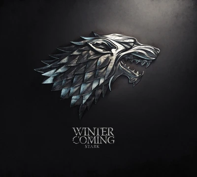 Stark Wolf Emblem with "Winter is Coming" Motto