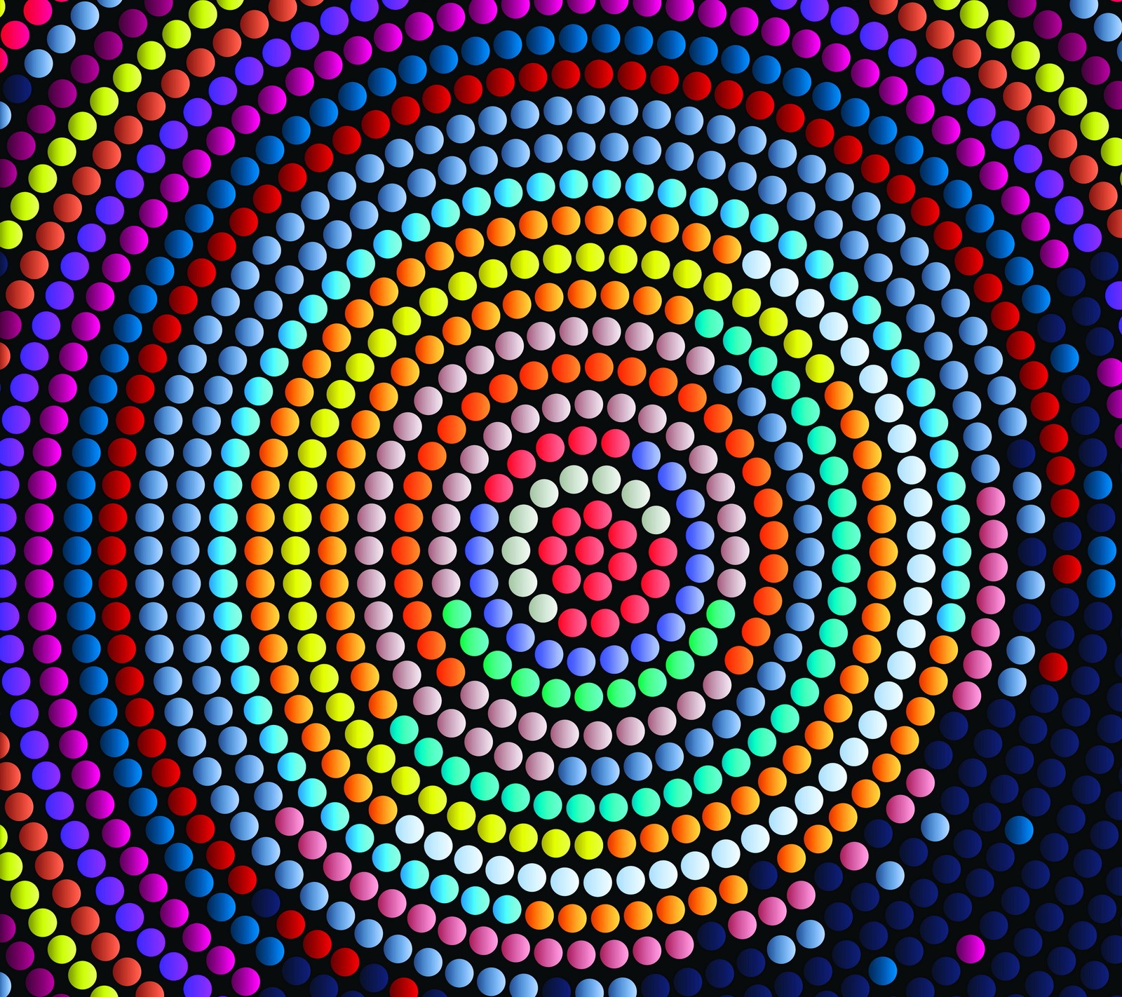 A close up of a colorful circular design on a black background (abstract mosaic, background, colored design)