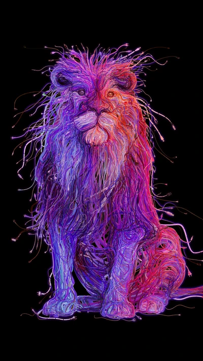 arte, leo, leão, roxo