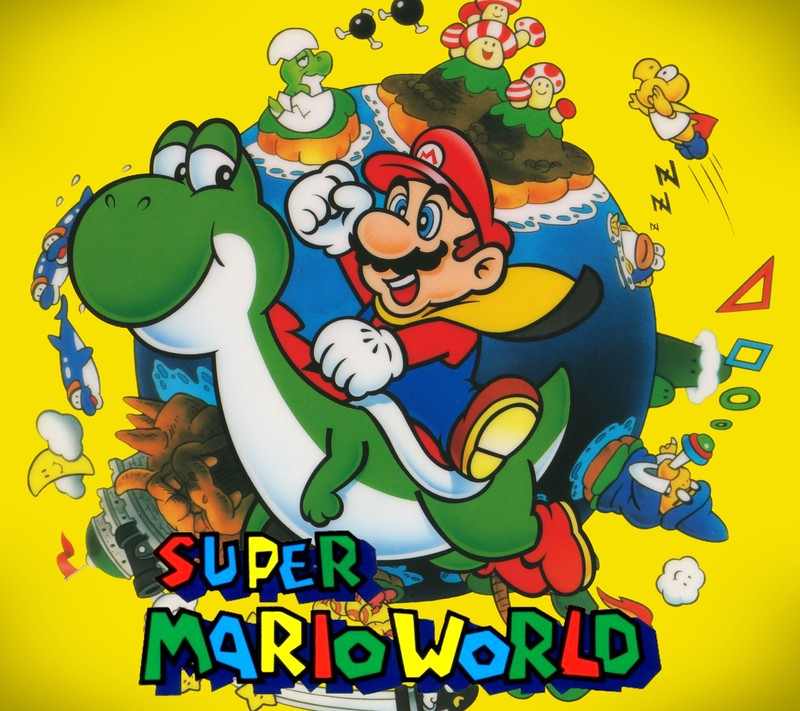 Близкий план постера nintendo super mario world (mario, smb, сму, smw, снесс)