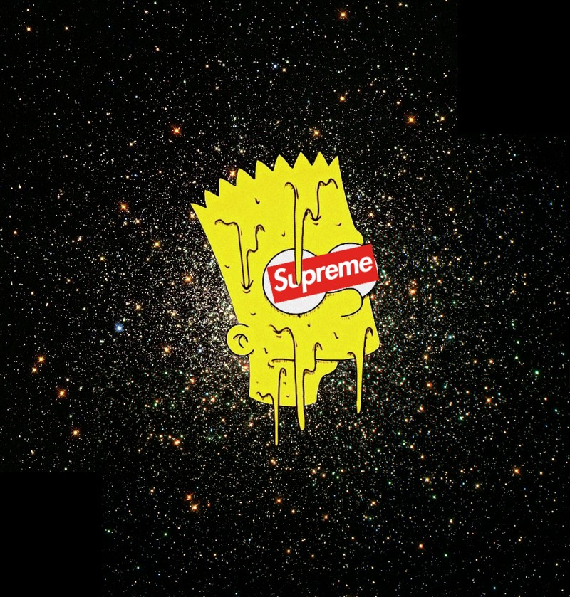 Крупный план желтой наклейки с логотипом supreme на ней (симпсоны, simpsons, supreme, суприм симпсоны, обои)