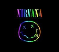 Logotipo sorridente colorido do Nirvana da era grunge dos anos 90