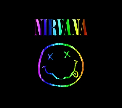 Buntes Nirvana-Smiley-Logo aus der Grunge-Ära der 1990er Jahre