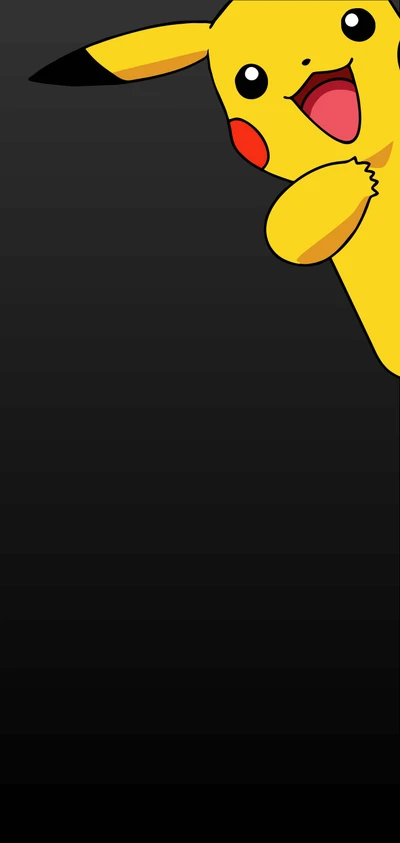 Cheerful Pikachu Cutout on Dark Background