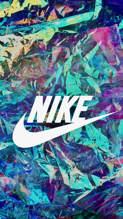 Lebendiges Nike-Design mit irisierendem Hintergrund