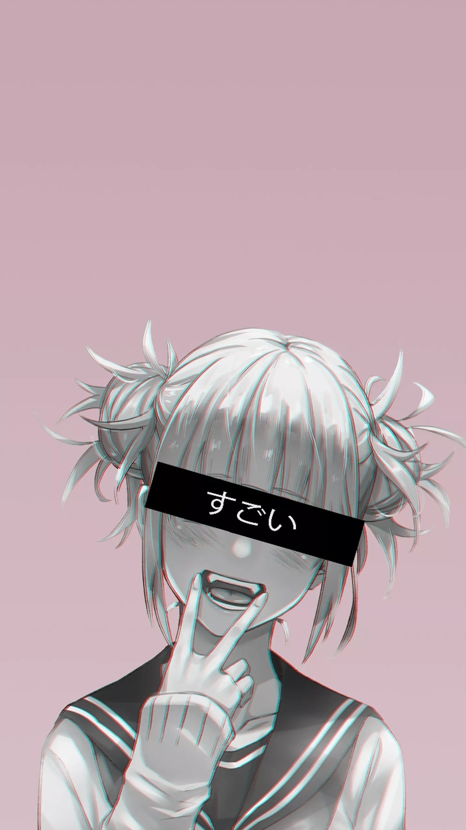 Chica de anime con gafas y un fondo rosa (animado, anime, boku no hero academia, kawaii, toga)