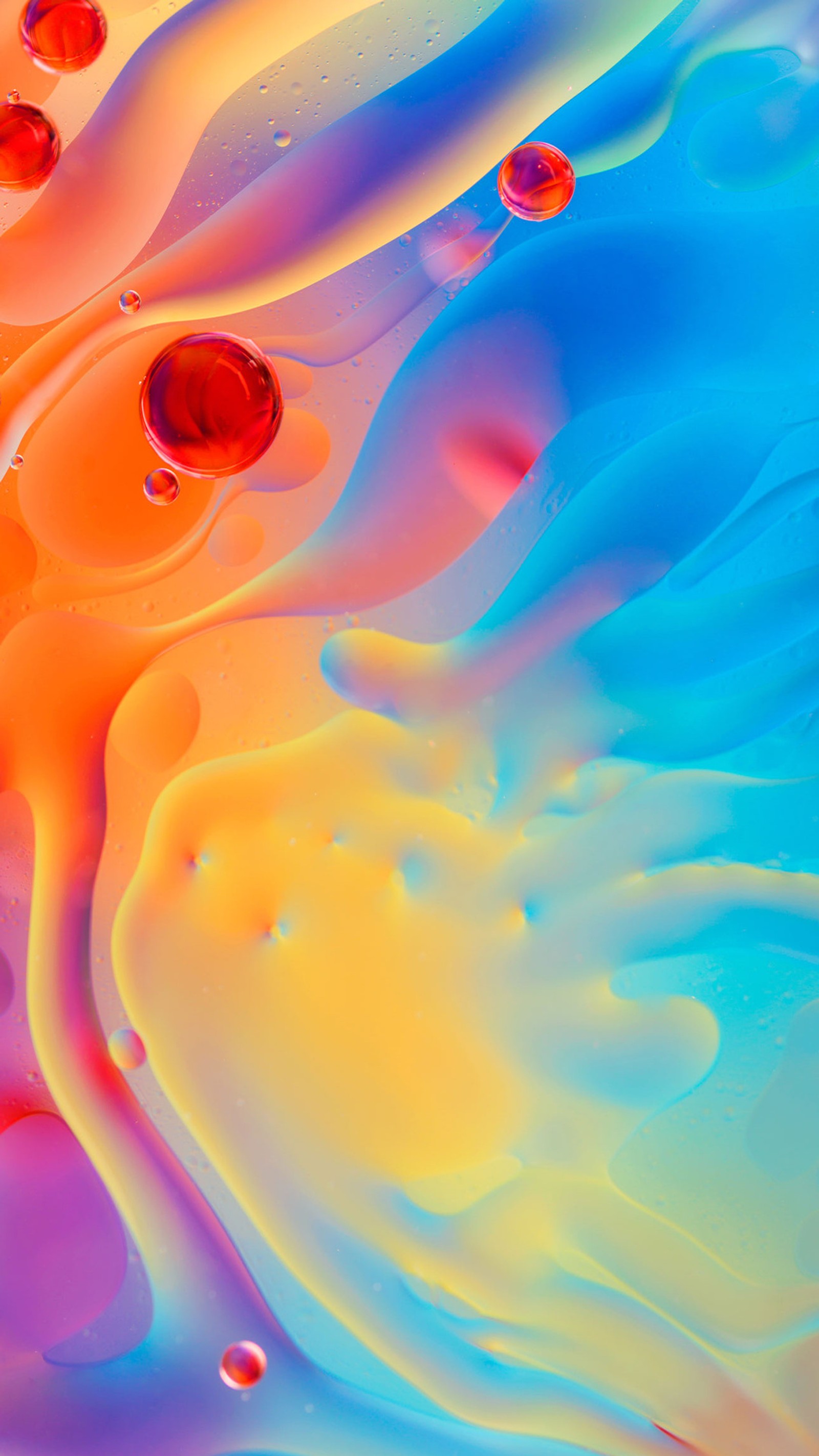 A close up of a colorful liquid painting with a lot of bubbles (abstract, beauty, colorful, drops, rain)