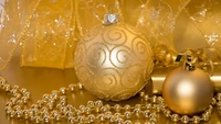 Elegant Gold Christmas Ornaments with Decorative Accents