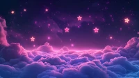 Starlit Sky Over Dreamy Clouds in Digital Art