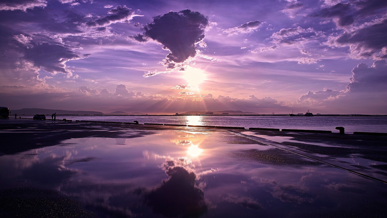 Lade ozean, gewässer, horizont, meer, wolke Hintergrund herunter