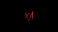 Logotipo do Watch Dogs Legion em vermelho sobre fundo preto