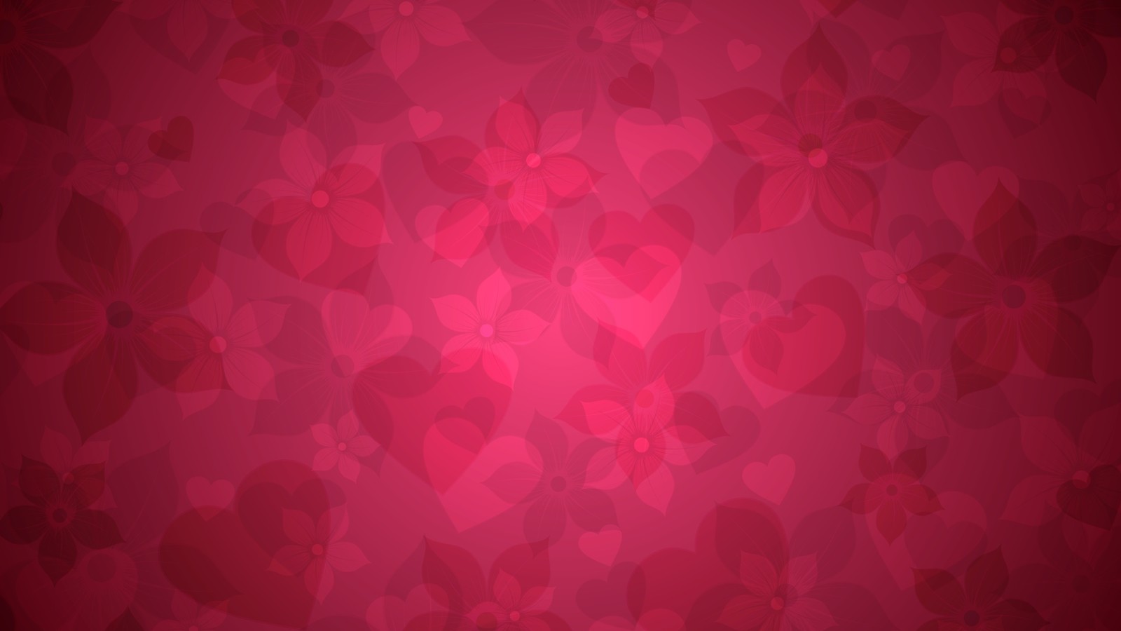 Un fondo rojo con corazones y flores (corazón, rojo, rosa, magenta, patrón)