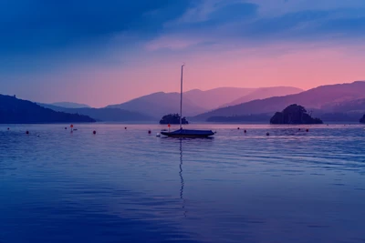 windemere lake, barco, bowness bay, amanecer, cuerpo de agua