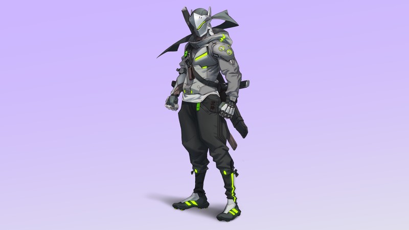 Крупный план человека в костюме с мечом (overwatch 2, видеоигра, overwatch, генжи, genji)