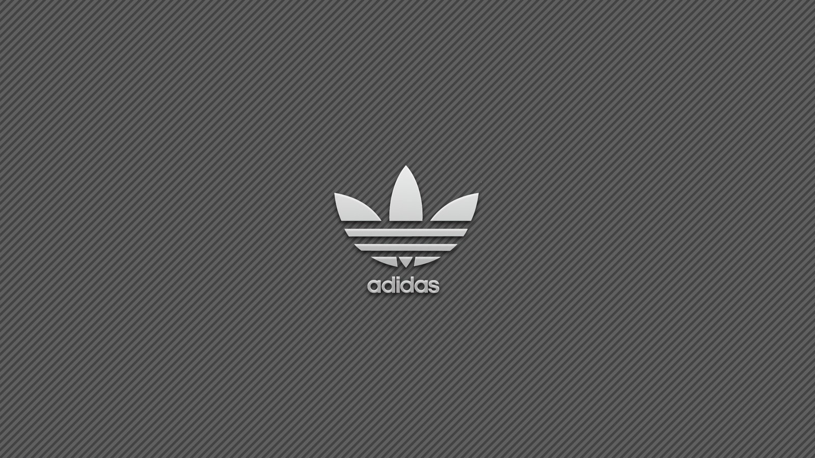 Un gros plan du logo adidas en noir et blanc sur fond gris (logo, arrière plan monochrome, sports, fond décran 4k)