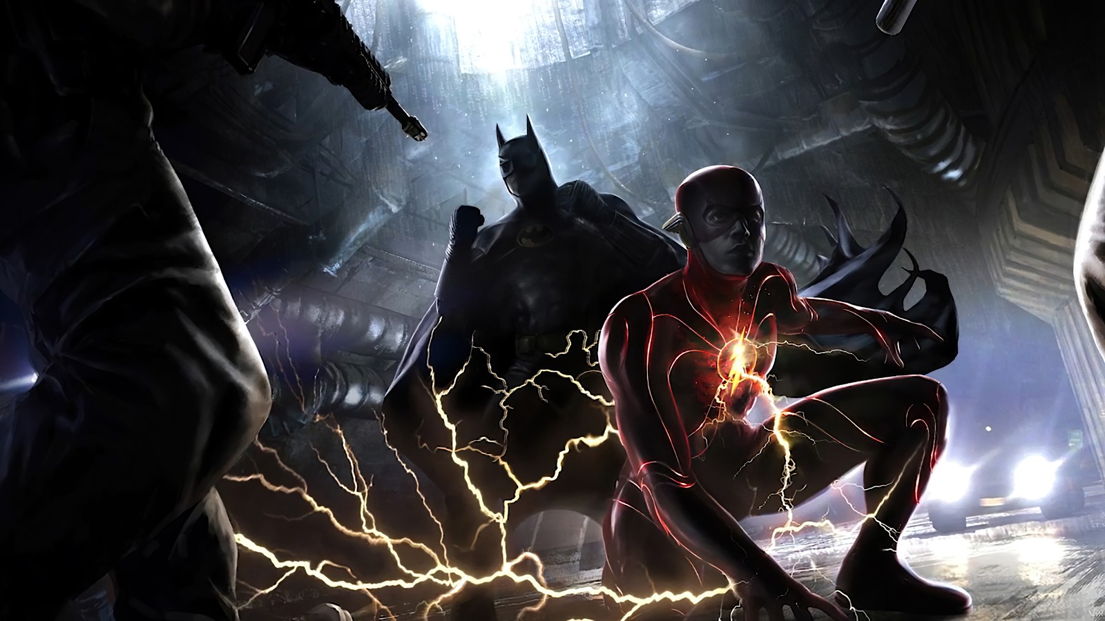 Скачать обои флэш, the flash, фильм, 2023, batman