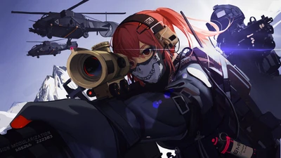 Anime Girl Sniper in Tactical Military Gear