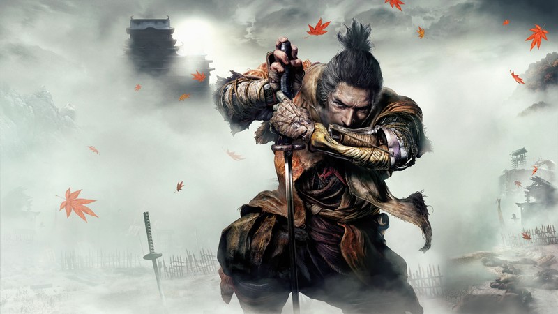 Крупный план человека, держащего меч в туманной местности (волк, sekiro shadows die twice, компьютерные игры, playstation 4, xbox one)