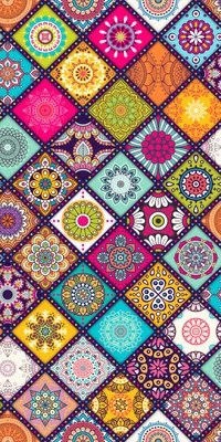 colorful, floral, pattern, texture, tiles wallpaper