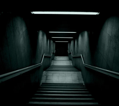 escalofriante, oscuro, misterioso, escalera