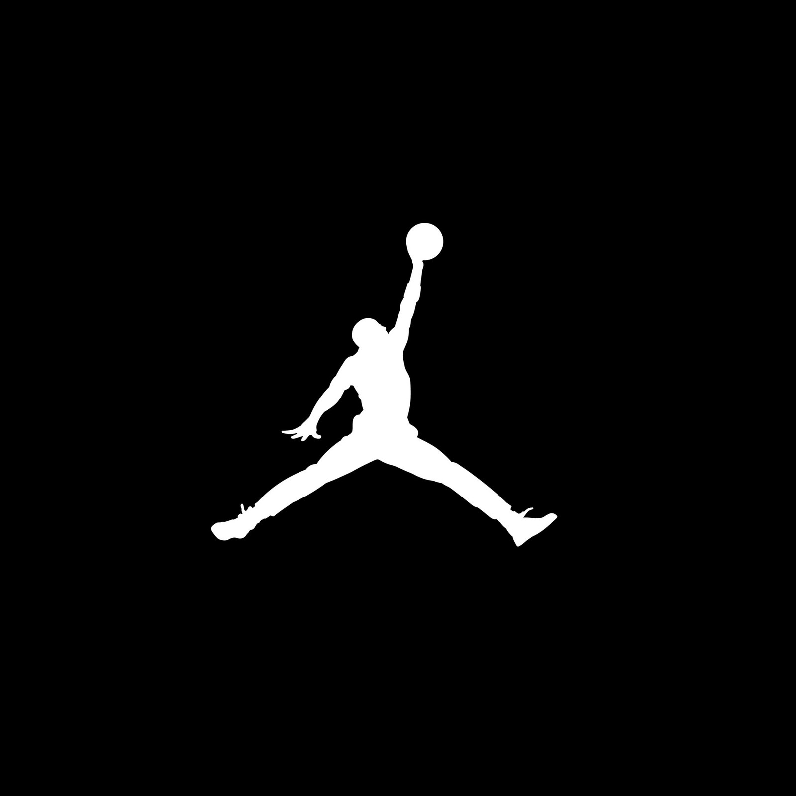 Un primer plano de una persona saltando en el aire con una pelota de baloncesto (air jordan, negro, logotipo, logos, alegre)